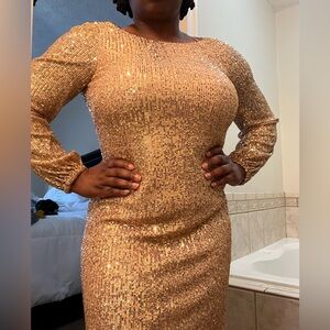 Elegant Gold Sequin Dress